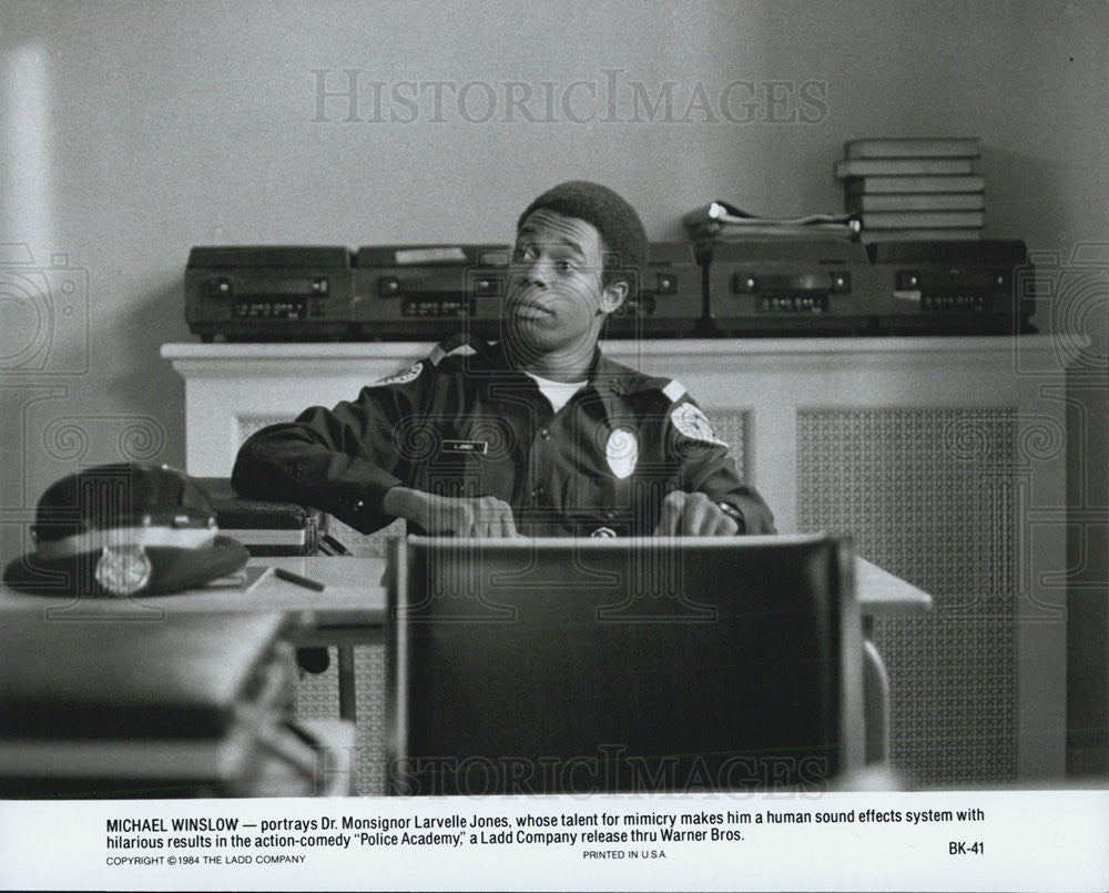 1984 Press Photo Michael Winslow Police Academy - Historic Images