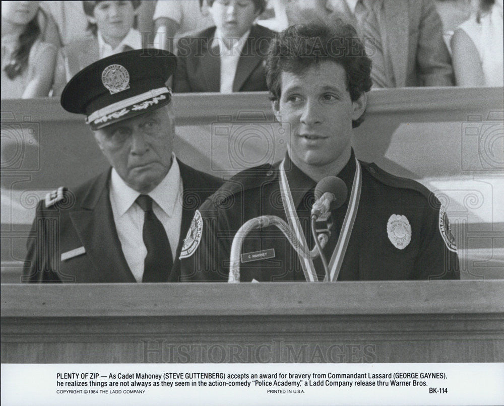 1984 Press Photo Police Academy Steve Guttenberg George Gaynes - Historic Images