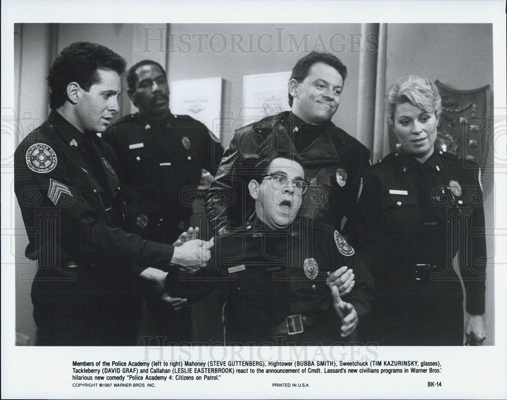 1987 Press Photo Police Academy 4: Citizens on Patrol Steve Guttenberg Bubba - Historic Images