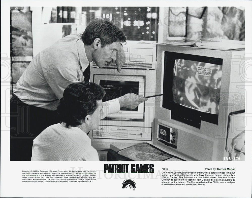 1992 Press Photo Actor Harrison Ford Starring In &quot;Patriot Games&quot;, Paramount Film - Historic Images