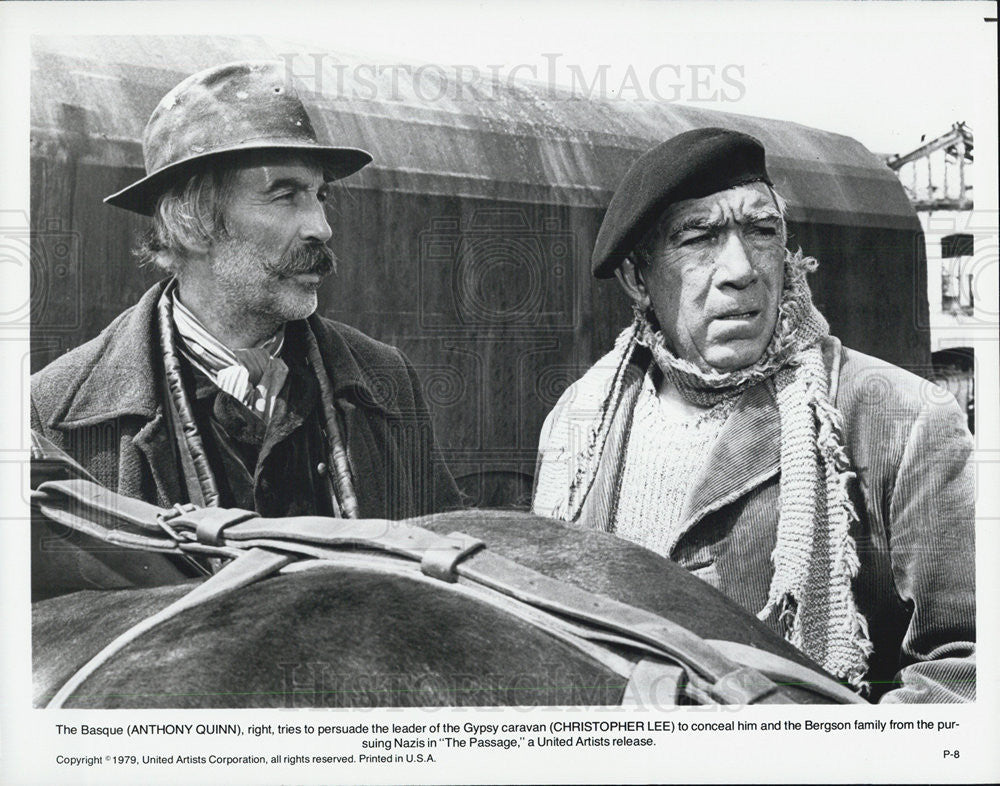 1979 Press Photo Anthony Quinn &amp; Christopher Lee in &quot;The Passage&quot; - Historic Images