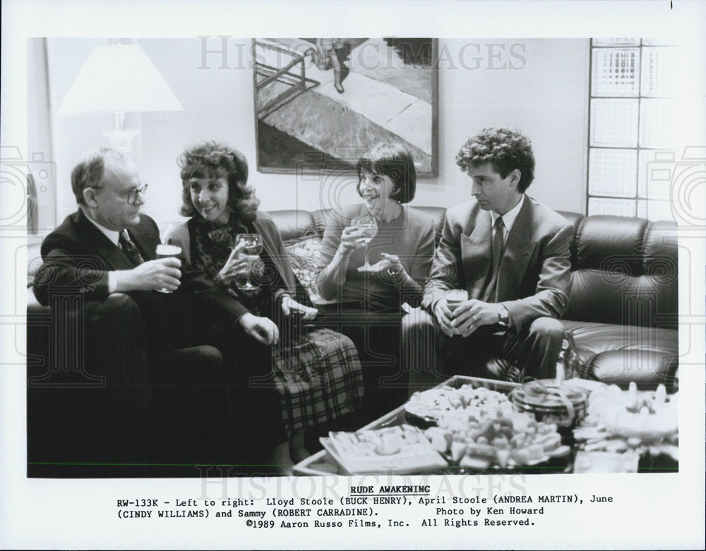 1989 Press Photo Buck Henry,Andrea Martin,Cindy Williams,Robert Carradine - Historic Images