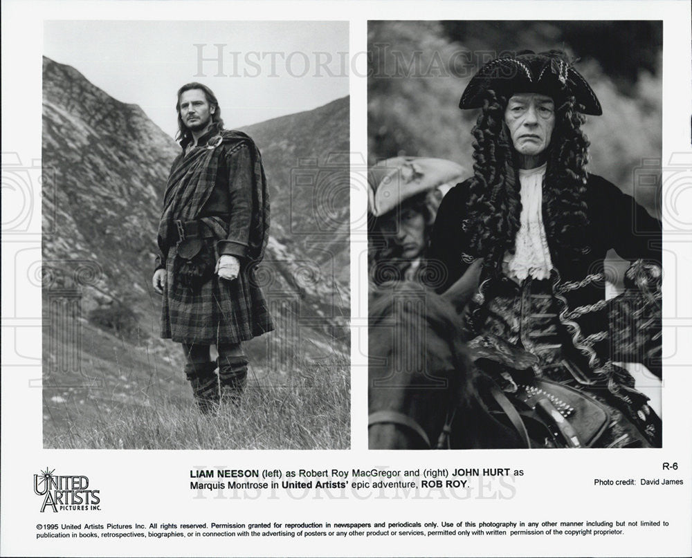 1995 Press Photo Actors Liam Neeson And John Hurt Starring In &quot;Rob Roy&quot; - Historic Images