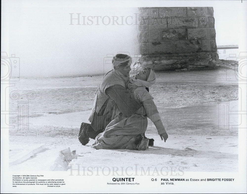 1979 Press Photo Paul Newman &amp; Brigitte Fossey star in &quot;Quintet&quot; - Historic Images