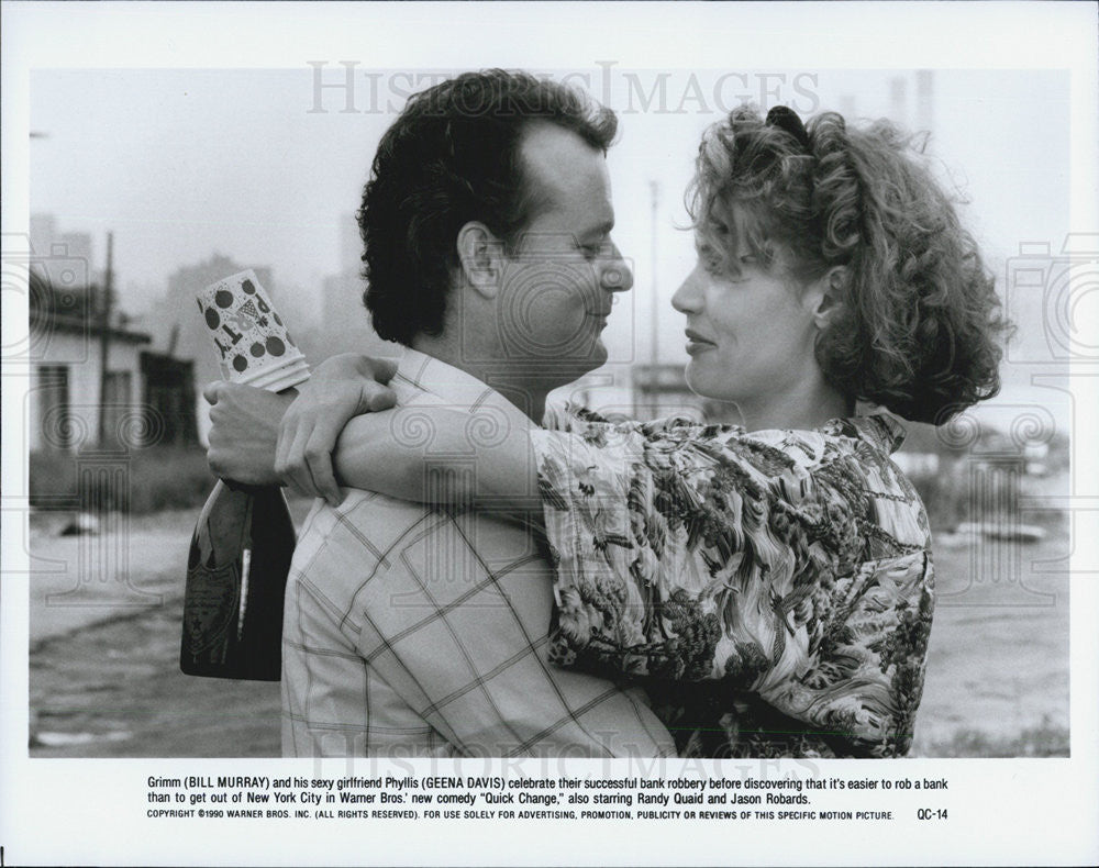 1990 Press Photo Bill Murray &amp; Geena Davis in &quot;Quick Change&quot; - Historic Images