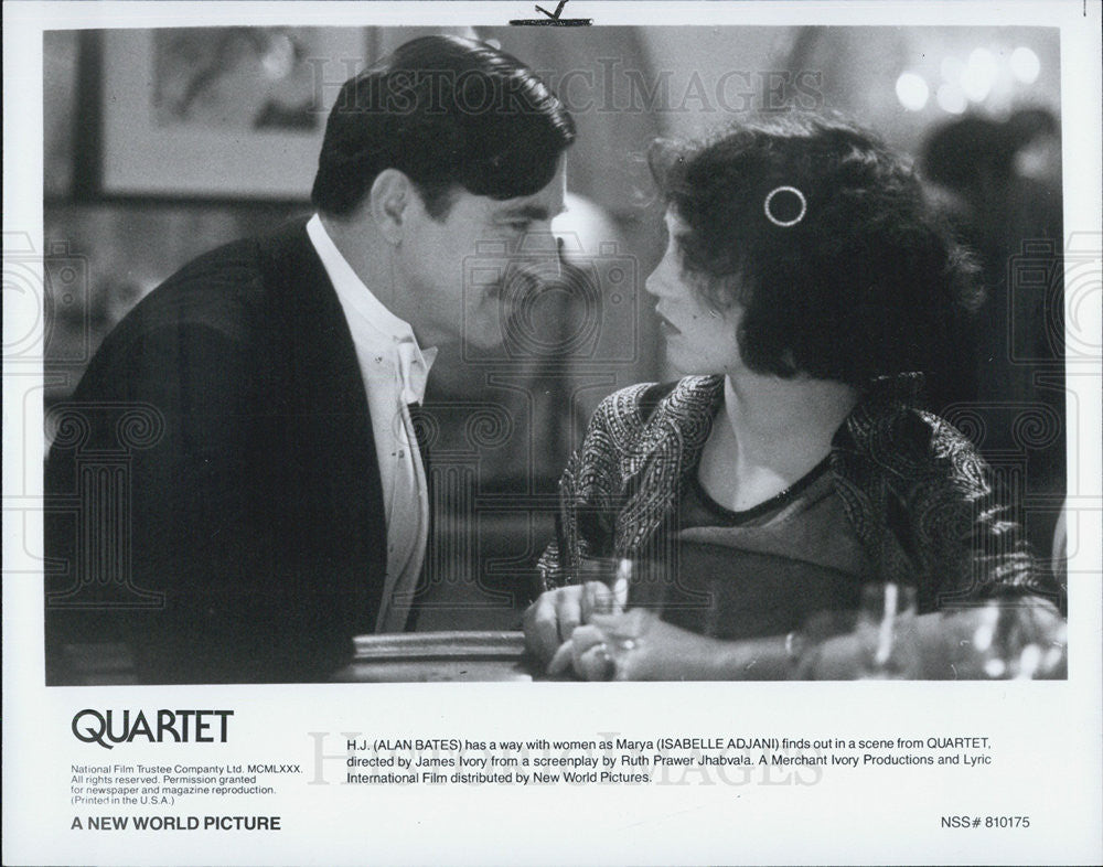 1980 Press Photo Isabelle Adjani & Alan Bates in "Quartet" - Historic Images