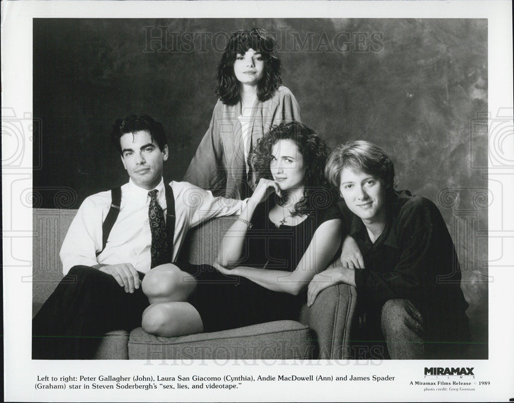 1989 Press Photo Sex Lies And Video Tape Cast Peter Gallagher Laura San Giacomo - Historic Images