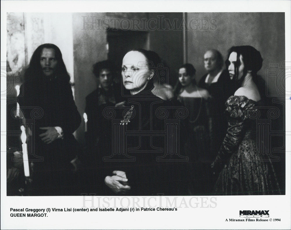 1994 Press Photo Pascal Greggory, Virna Lisi &amp; Isabelle Adjani in &quot;Queen Margot&quot; - Historic Images