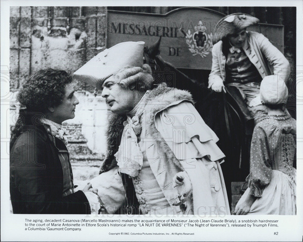 1982 Press Photo Marcello Mastroianni &amp; Jean-Claude Brialy in La Nuit De Varnnes - Historic Images