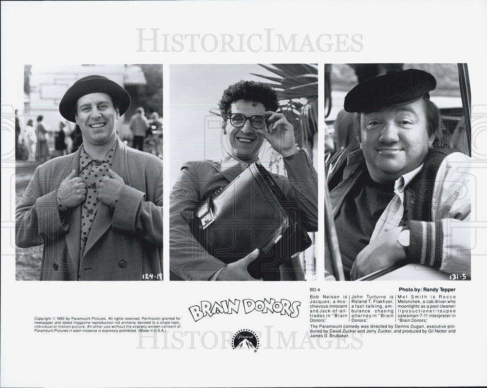 1992 Press Photo Bob Nelson John Turturro Mel Smith Brain Donors Paramount - Historic Images