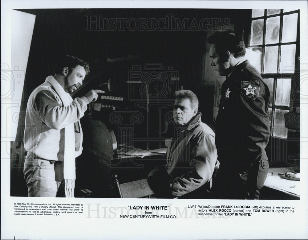 1988 Press Photo Writer/Dir Frank LaLoggia With Alex Rocco/Tom Bower-Lady In Wht - Historic Images