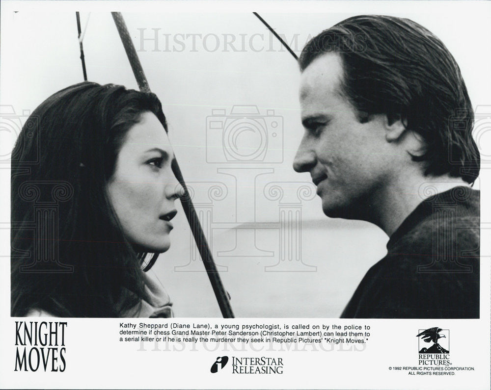 1992 Press Photo Knight Moves Diane Lane Christopher Lambert - Historic Images