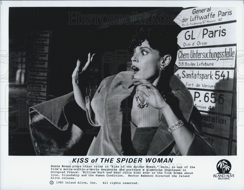 1985 Press Photo Sonia Braga in &quot;Kiss of The Spider WOman&quot; - Historic Images