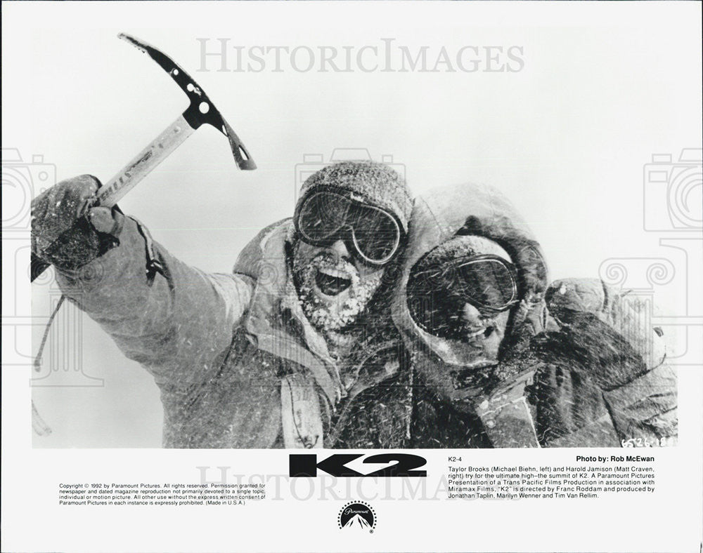 Press Photo Michael Biehn and Matt Craven in K2 - Historic Images