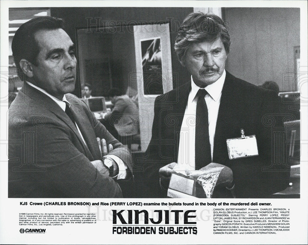 1989 Press Photo Charles Bronson/SY Rihcardson/Perry Lopez In Kinjite Forbidden - Historic Images