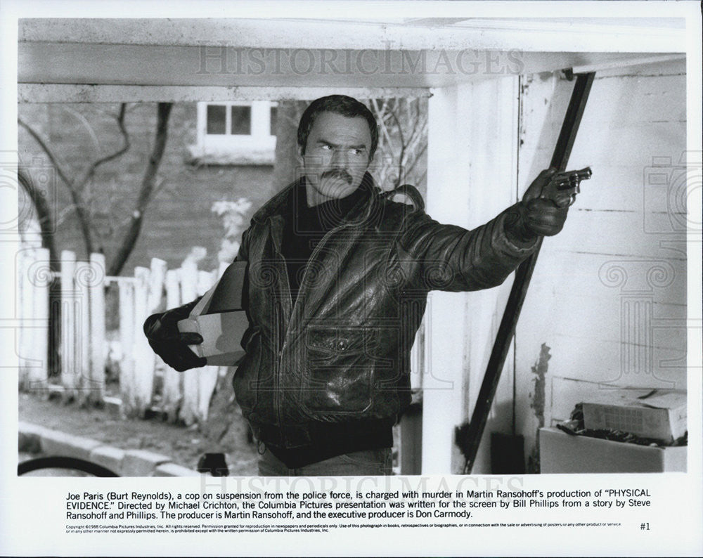 1986 Press Photo Burt Reynolds PHYSICAL EVIDENCE - Historic Images