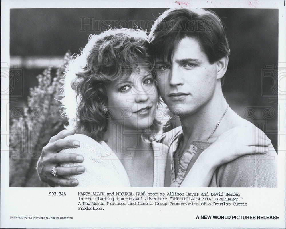 1984 Press Photo Nancy Allen&amp; Michael Pare in &quot;The Philadelphia Experiment&quot; - Historic Images