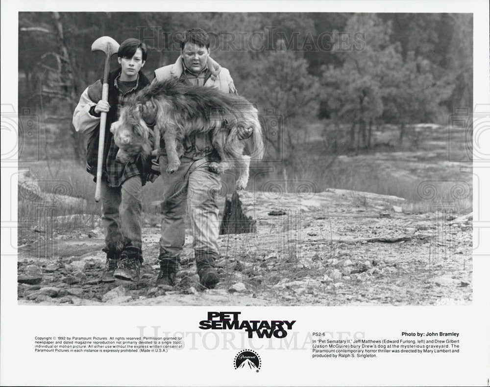 1992 Press Photo Edward Furlong and Jason McGuire in &quot;Pet Sematary Two&quot; - Historic Images