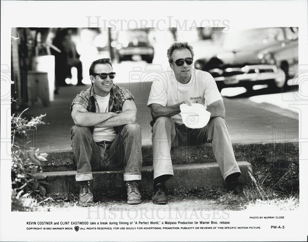 1993 Press Photo Kevin Costner &amp; Clint Eastwood &quot;A Perfect World&quot; - Historic Images