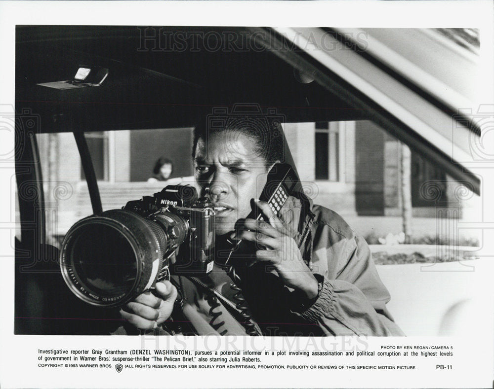 1993 Press Photo Denzel Washington stars in &quot;The Pelican Brief&quot; - Historic Images