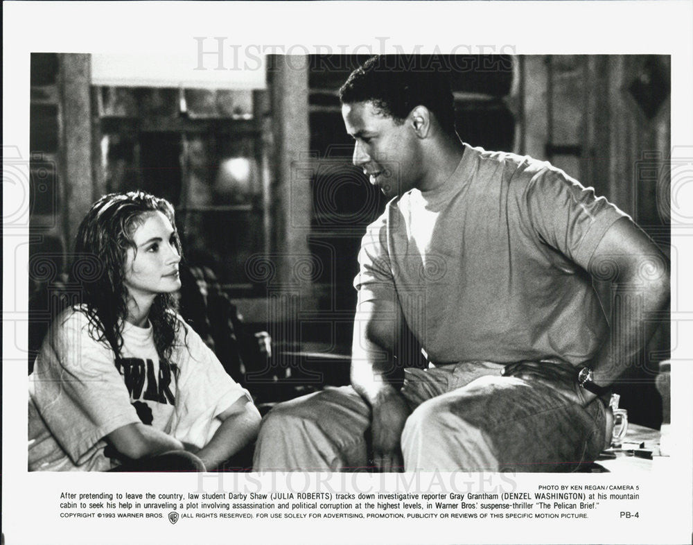 1993 Press Photo Julia Roberts, Denzel Washington in &quot;The Pelican Brief&quot; - Historic Images