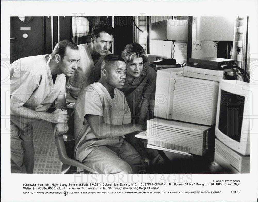 1995 Press Photo Dustin Hoffman, Kevin Spacey, Cuba Gooding Jr, Rene Russo - Historic Images