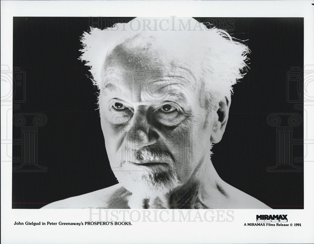 1991 Press Photo John Gielgud stars in Prospero&#39;s Books - Historic Images