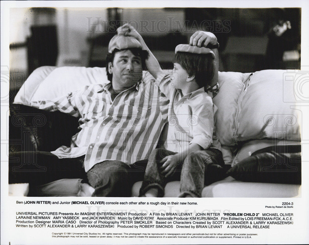 1991 Press Photo John Ritter, Michael Oliver &quot;Problem Child 2&quot; - Historic Images