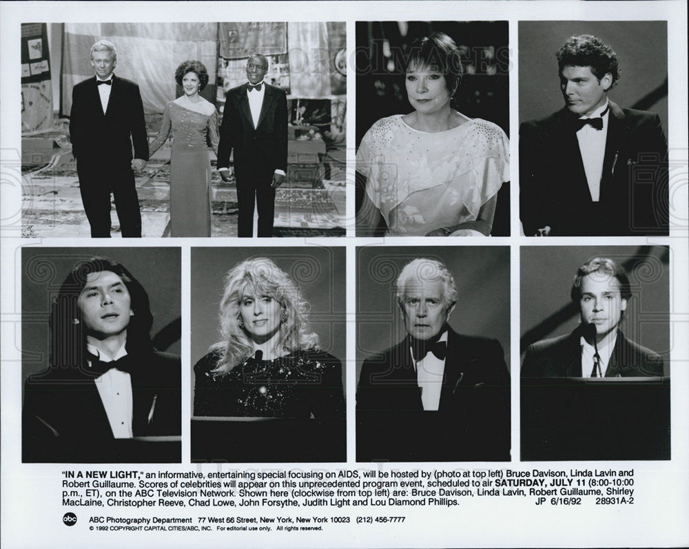 1992 Press Photo In A New Light hosted by Bruce Davison, Linda Lavin, and Robert - Historic Images