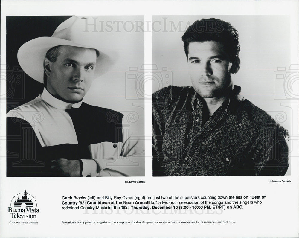 Press Photo Bill Ray Cyrus and Garth Brooks in Best Of Country 92 - Historic Images