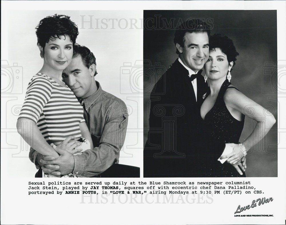 Press Photo Jay Thomas Actor Annie Potts Actress Love War Sitcom Comedy Series - Historic Images