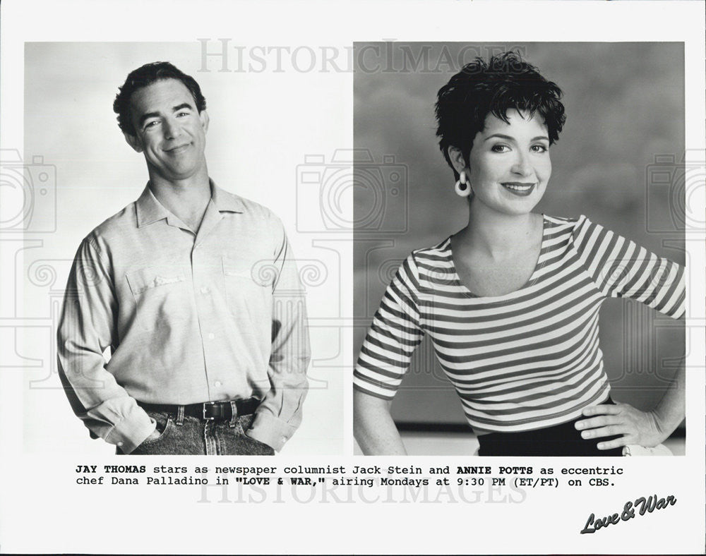 Press Photo Jay Thomas Actor Annie Potts Actress Love War Comedy Television Show - Historic Images