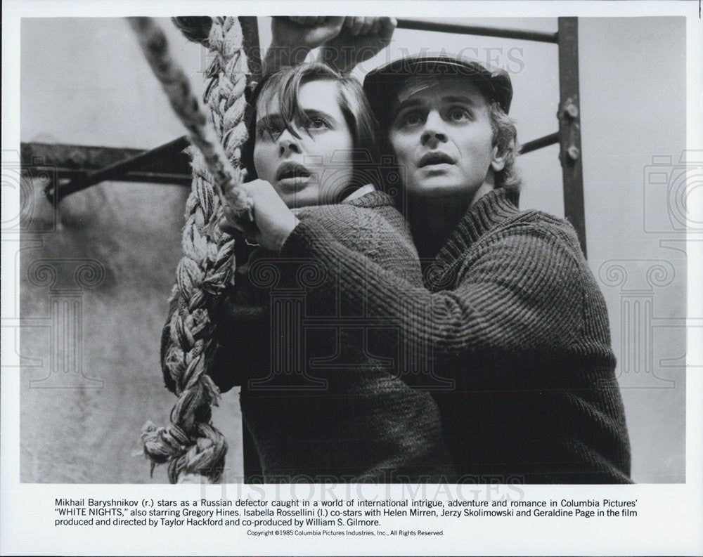 1985 Press Photo Mikhail Baryshnikov Actor Isabella Rossellini White Knights - Historic Images