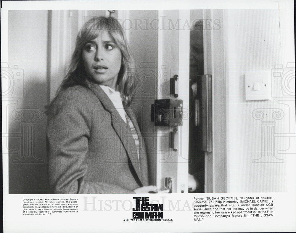 1983 Press Photo Susan George, Michael Caine &quot;The Jigsaw Man&quot; - Historic Images