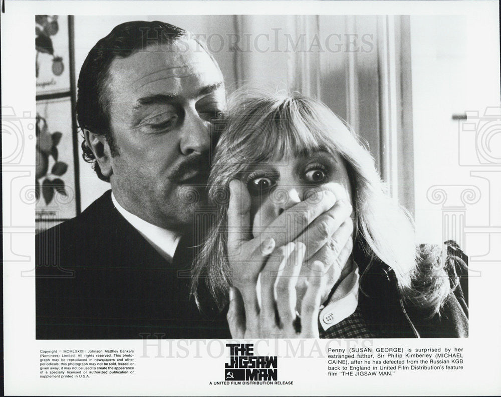 1983 Press Photo Susan George, Michael Caine &quot;The Jigsaw Man&quot; - Historic Images