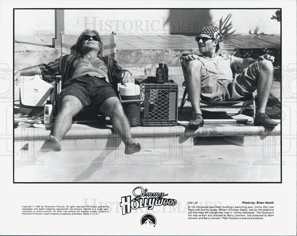 Press Photo Joe Pesci and Christian Slater in Jimmy Hollywood - Historic Images