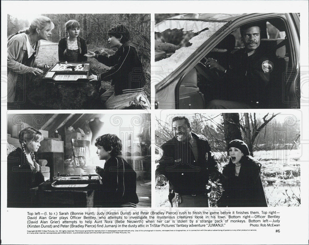 1995 Press Photo Bonnie Hunt Kirsten Dunst Bradley Pierce Jumanji Movie - Historic Images