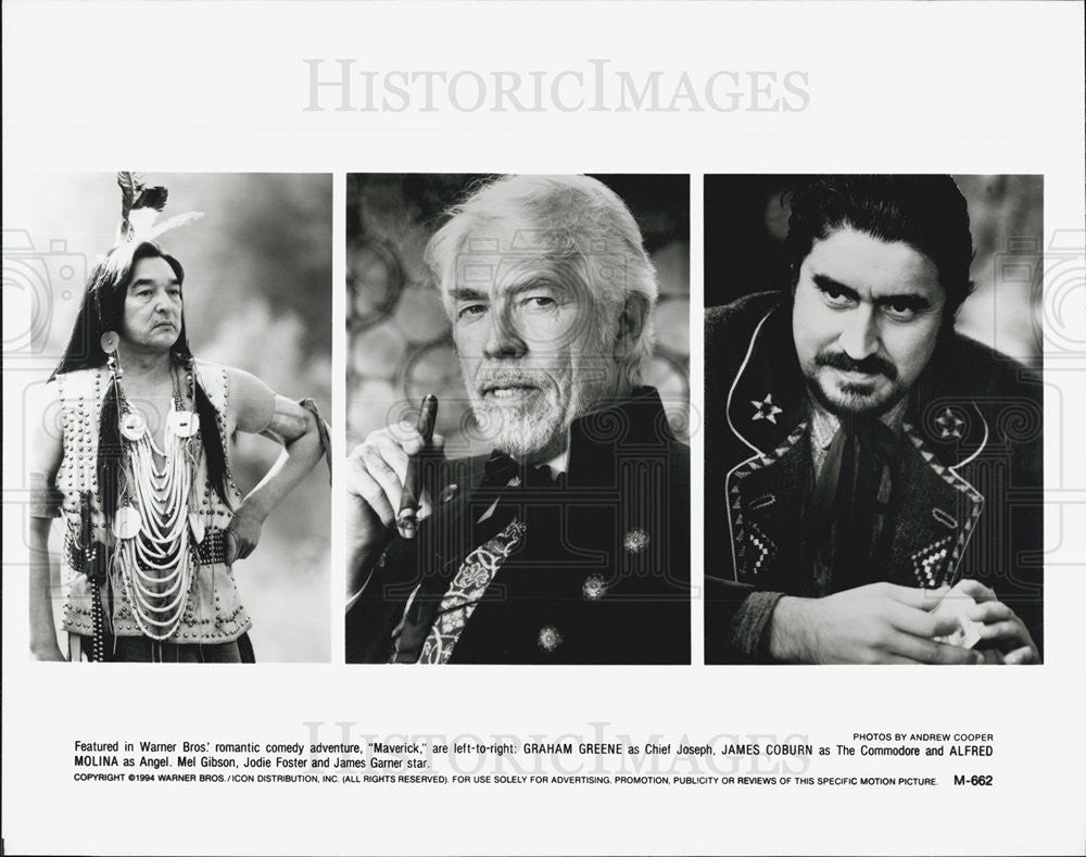 1994 Press Photo Maverick Graham Greene James Coburn Alfred Molina - Historic Images