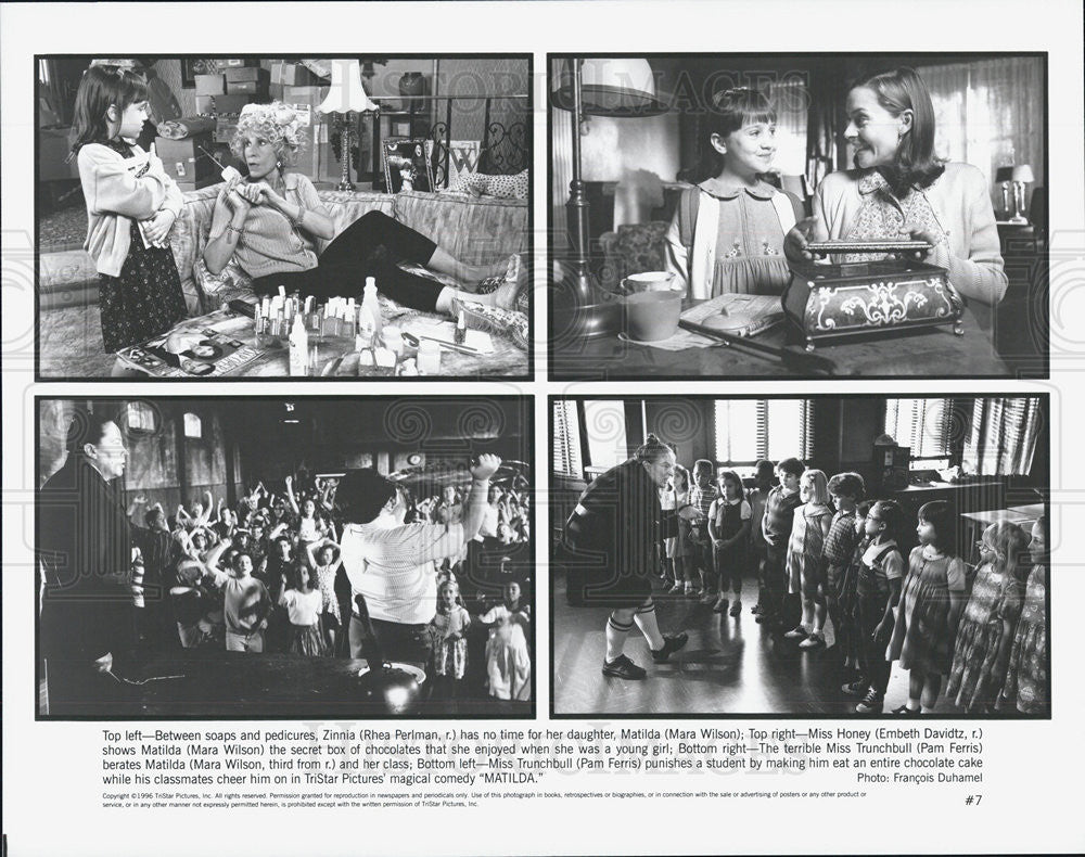 1996 Press Photo Rhea Perlman Mara Wilson Movie Matilda Pam Ferris - Historic Images