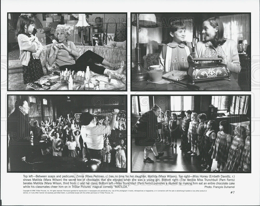 1996 Press Photo Matilda Mara Wilson Embeth Davidtz Rhea Perlman Pam Ferris - Historic Images