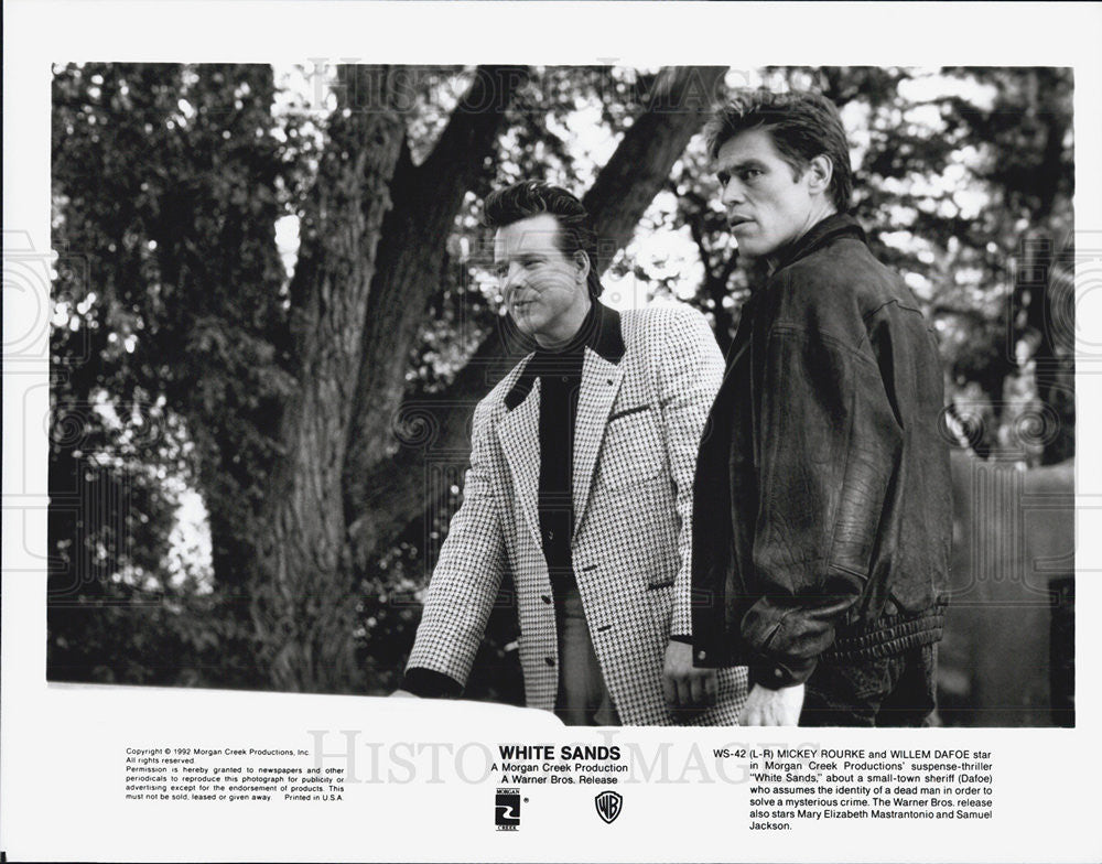 1992 Press Photo Mickey Rourke, Willem Dafoe in White Sands - Historic Images