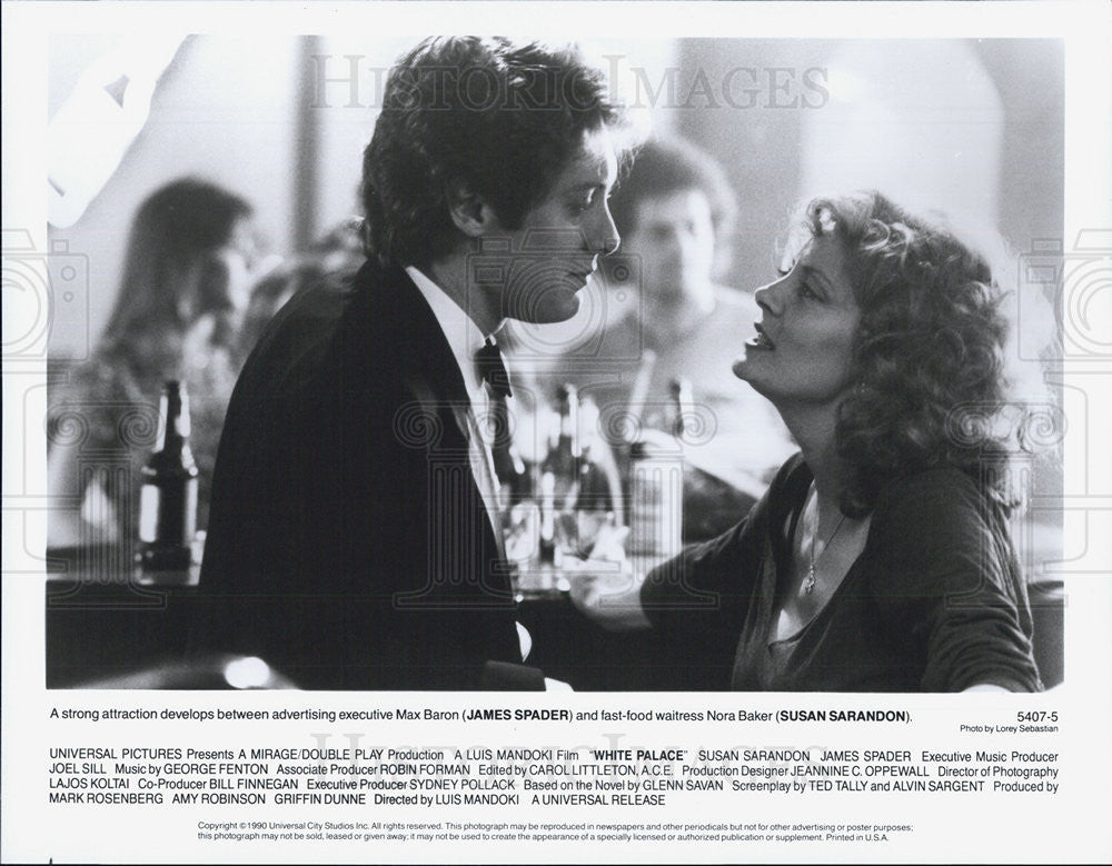 1990 Press Photo James Spader &amp; Susan Sarandon in &quot;White Palace&quot; - Historic Images