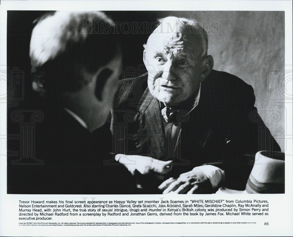 1987 Press Photo Trevor Howard in &quot;White Mischief&quot; - Historic Images