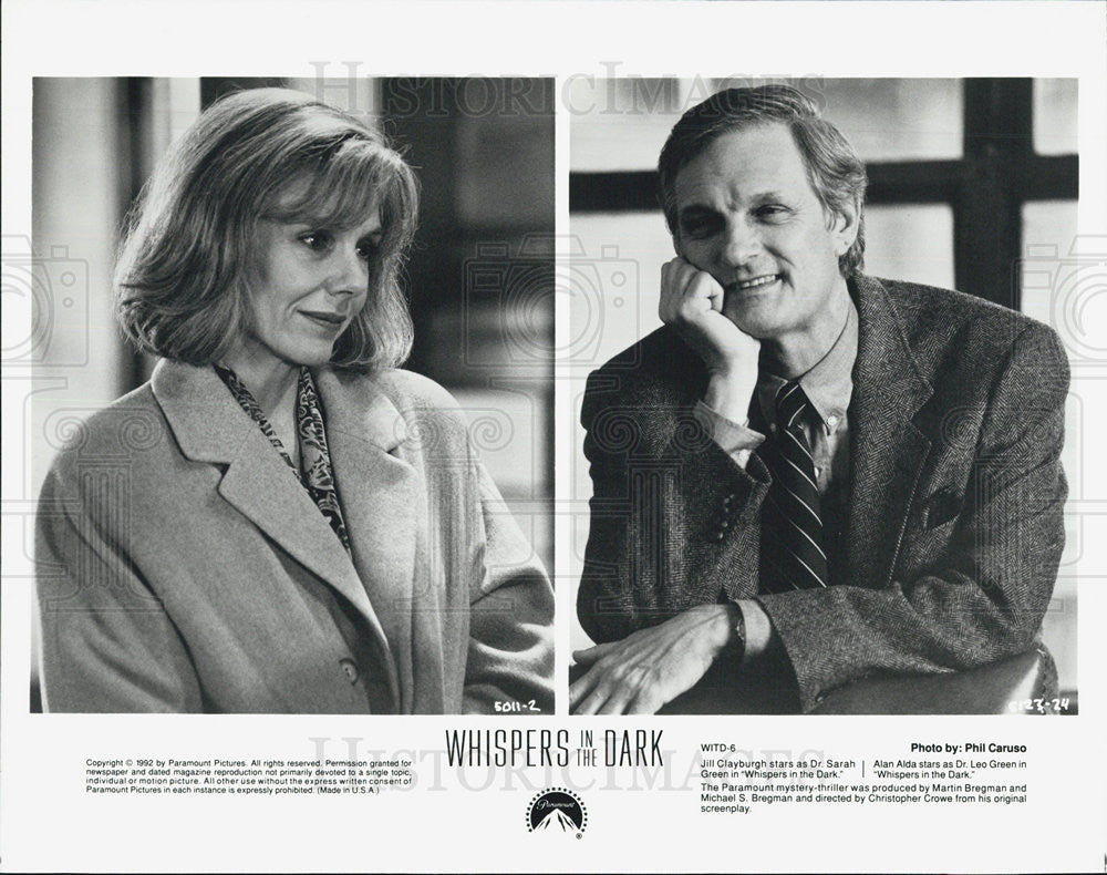 1992 Press Photo Jill Clayburgh Actress Alan Alda Actor Whispers In Dark Film - Historic Images