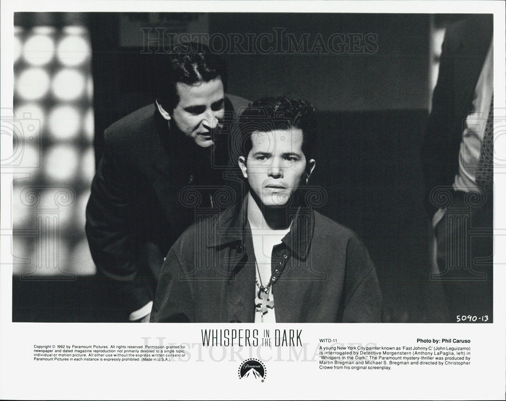 1992 Press Photo John Leguizamo Actor Anthony LaPaglia Whispers In Dark Film - Historic Images