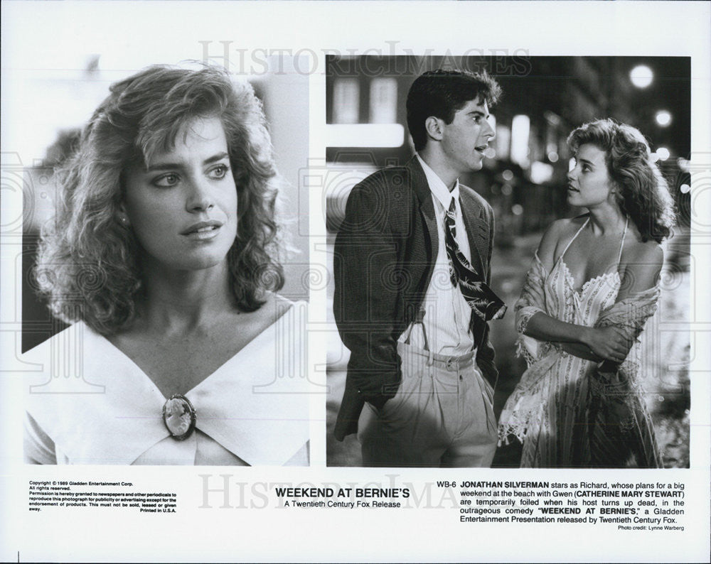 1989 Press Photo &quot;Weekend at Bernie&#39;s&quot; Johnathan Silverman and Catherine Stewart - Historic Images