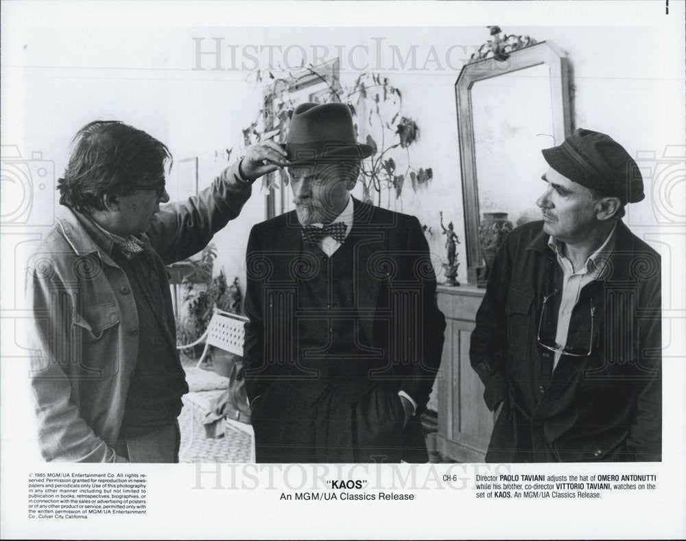 1985 Press Photo Paolo Taciani, Omero Antonutti, Vittorio Taviani, Kaos - Historic Images