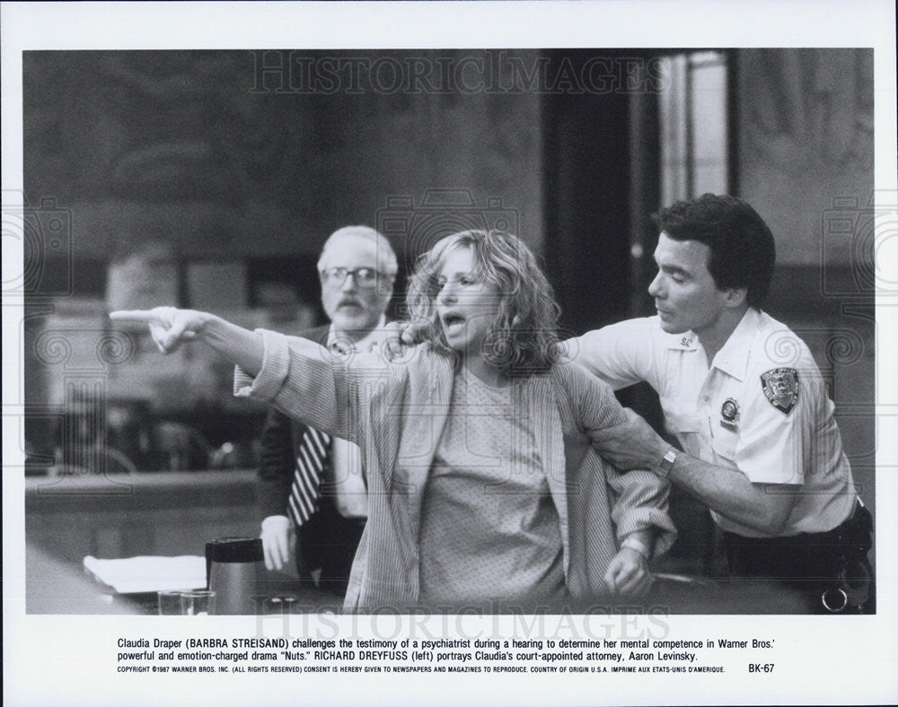 1987 Press Photo Barbara Streisand, Richard Dreyfuss in &quot;Nuts&quot; - Historic Images