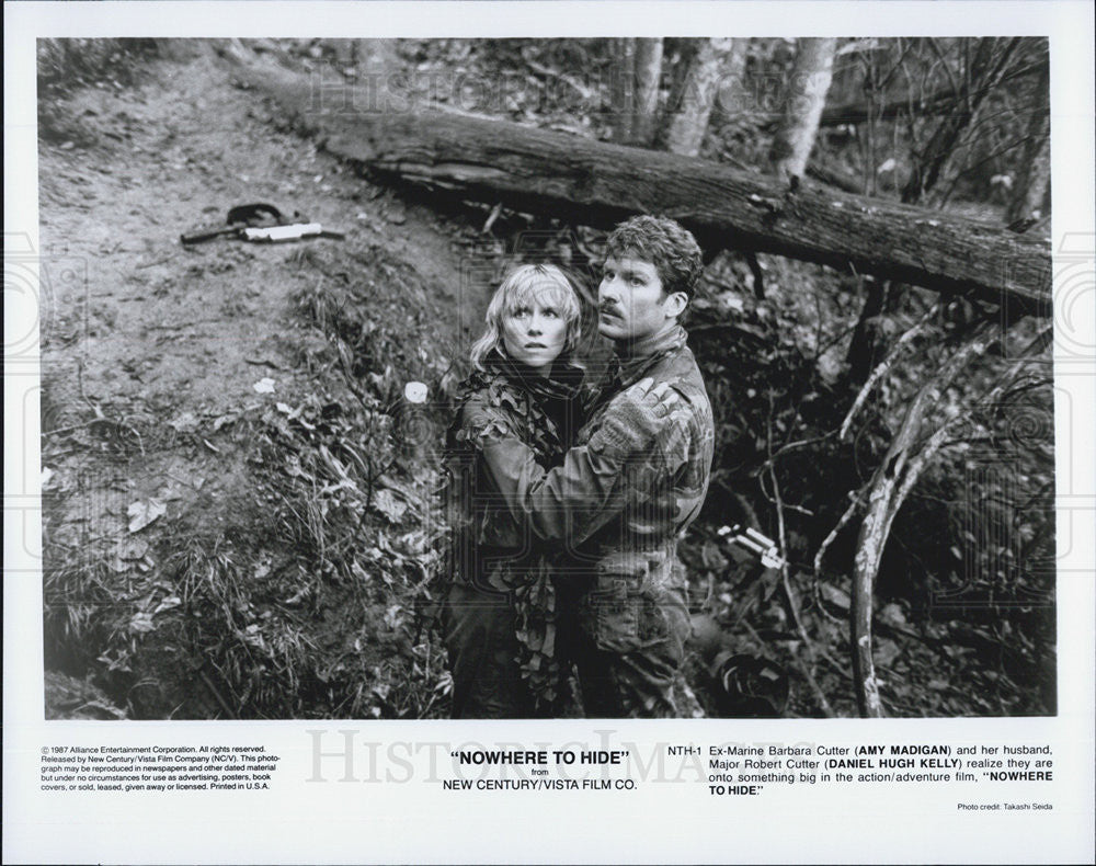 1987 Press Photo Amy Madigan and Daniel Hugh Kelly in &quot;Nowhere to Hide&quot; - Historic Images