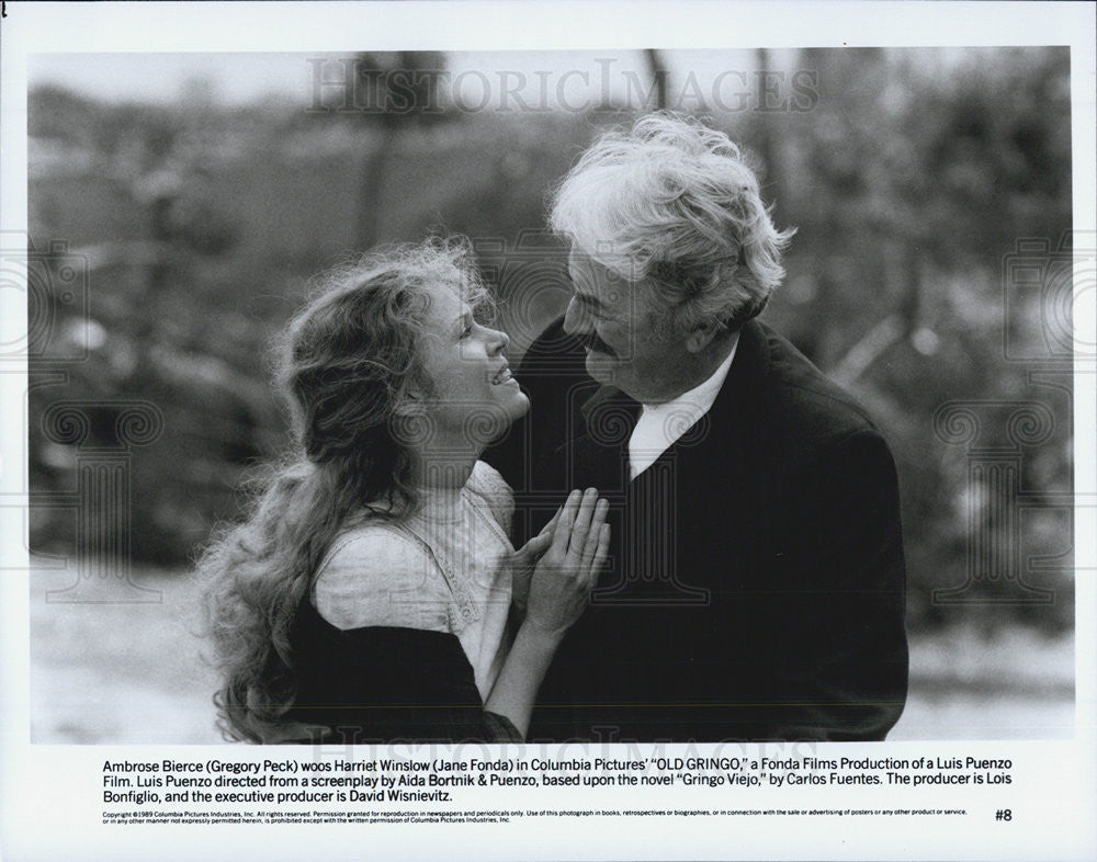 1989 Press Photo &quot;Old Gringo&quot; Starring Jane Fonda and Gregory Peck - Historic Images